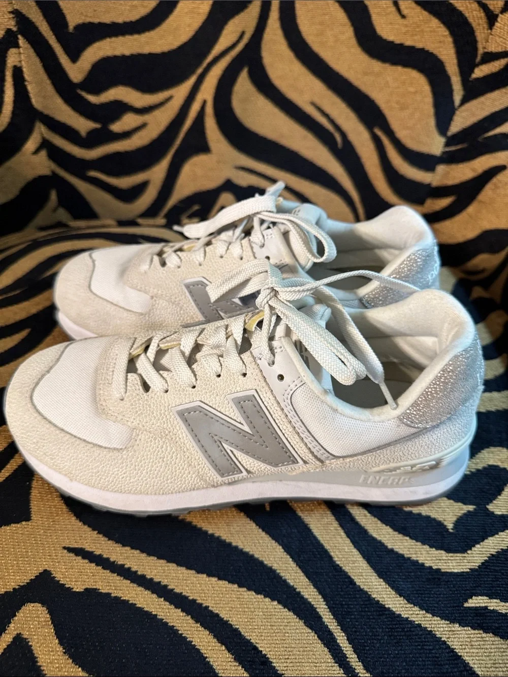 New Balance Off-White Suede & Mesh Sneakers